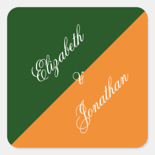 Bruiloft in Minimalistische Kleuren met Levendige  Vierkante Sticker