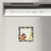 Bruiloft in Parijs Zwart Damask Aankondiging Magne Magneet (Insitu (Vaatwasser))