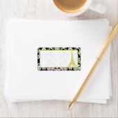 Bruiloft in Parijs Zwart Damask Mailingadres Etiket (Insitu)