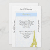 Bruiloft in Paris Blue Damask Routebeschrijving Ka Kaart (Voorkant / Achterkant)