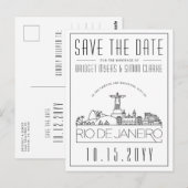 Bruiloft in Rio, Brazilië Skyline Save the Date Briefkaart (Voorkant / Achterkant)