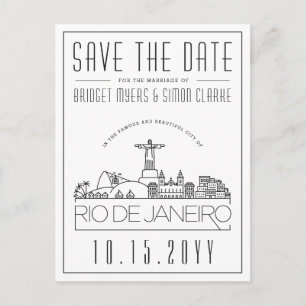 Bruiloft in Rio, Brazilië Skyline Save the Date Briefkaart