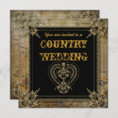 Bruiloft in rustieke country western saloon kaart (Voorkant / Achterkant)
