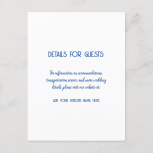 Bruiloft informatie Gasten Blauw Wit 2024 Briefkaart