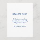 Bruiloft informatie Gasten Blauw Wit 2024 Briefkaart (Voorkant)