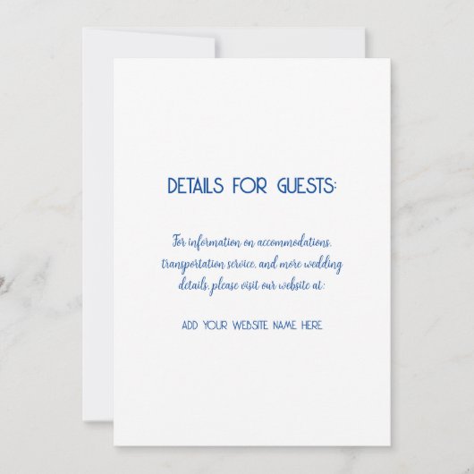 Bruiloft informatie Gasten Blauw Wit 2024 Kaart (Voorkant)