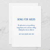 Bruiloft informatie Gasten Blauw Wit 2024 Kaart (Voorkant / Achterkant)