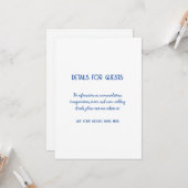 Bruiloft informatie Gasten Blauw Wit Trendy Kaart (Voorkant / Achterkant in situ)