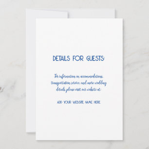 Bruiloft informatie Gasten Blauw Wit Trendy Kaart