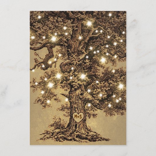 Bruiloft informatie kaarten met eiken boom (Achterkant)