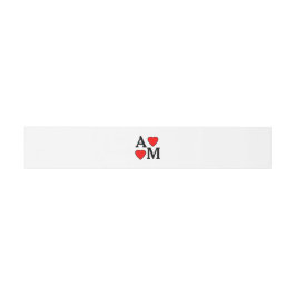Bruiloft Initialen Red Hearts Belly Band Uitnodigingen Wikkel