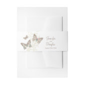 Bruiloft inkten kunst vlinders bruine crème uitnodigingen wikkel (Voorkant Voorbeeld)