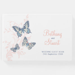 Bruiloft inkten kunst vlinders koraal gastenboek
