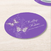 Bruiloft inkten kunst vlinders roze papier onderze ronde kartonnen onderzetter (Gebogen)