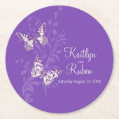 Bruiloft inkten kunst vlinders roze papier onderze ronde kartonnen onderzetter (Voorkant)