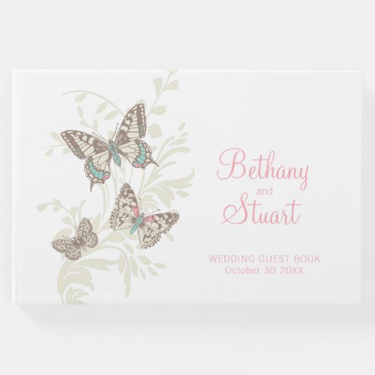 Bruiloft inkten kunst vlinders wervelingen gastenboek (Voorkant)