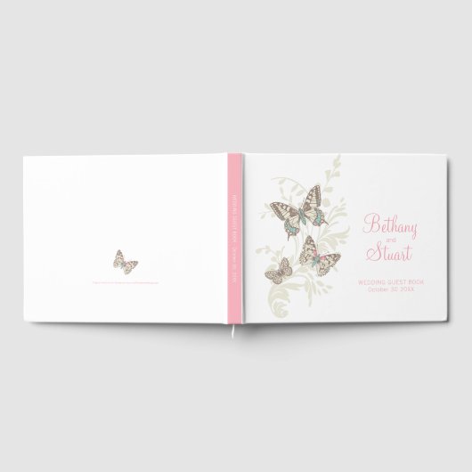 Bruiloft inkten kunst vlinders wervelingen gastenboek (Volledig)