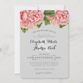 BRUILOFT INVITE chique blush roze bloemenpioen blo Kaart (Voorkant)