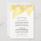BRUILOFT INVITE chique moderne gouden palmschijfje Kaart (Voorkant)