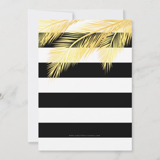 BRUILOFT INVITE chique moderne gouden palmschijfje Kaart (Achterkant)