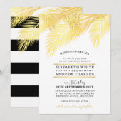 BRUILOFT INVITE chique moderne gouden palmschijfje Kaart (Voorkant / Achterkant)