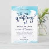 BRUILOFT INVITE modern stijlvol aqua blauw waterve Kaart (Staand voorkant)