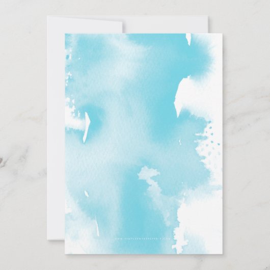BRUILOFT INVITE modern stijlvol aqua blauw waterve Kaart (Achterkant)