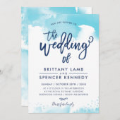 BRUILOFT INVITE modern stijlvol aqua blauw waterve Kaart (Voorkant / Achterkant)