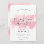 BRUILOFT INVITE stijlvolle chique waterverf blush Kaart (Voorkant / Achterkant)