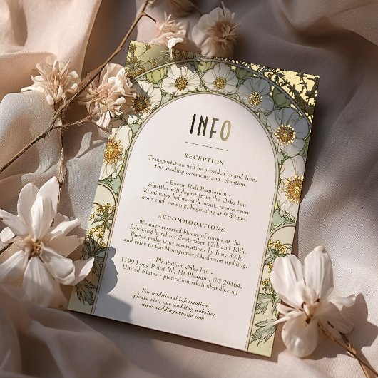 Bruiloft Invoegen INFO Kaart  Art Nouveau Mucha