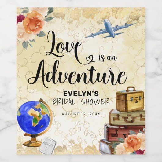 Bruiloft is een Avontuur Bruidsfeest Wijn Etiket (Enkel label)