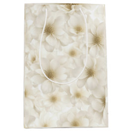 Bruiloft Ivoor Bloemen Abstract Medium Cadeauzakje