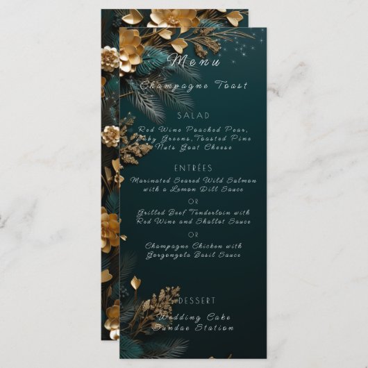 Bruiloft Jager Groene dennenappels dennentakken go Menu (Voorkant / Achterkant)