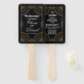 Bruiloft jaren '20 Hand Fan Elegante Art Deco Gats Handwaaier (Voorkant en achterkant)