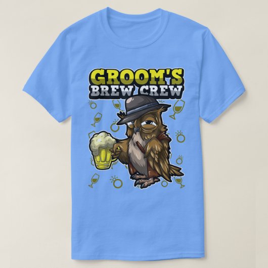 Bruiloft Jonge Man & Bruidsjonkers Drinkende Crew T-shirt (Design voorkant)