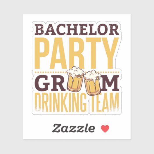 Bruiloft Jonge Man Drinkt Team Funny Huwelijk Sticker (Vel)
