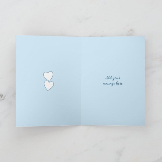 Bruiloft Jubileum blauw en wit foto Kaart (Binnen)