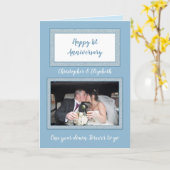 Bruiloft Jubileum blauw en wit foto Kaart (Gele Bloem)