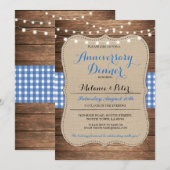 Bruiloft Jubileum Blauwe Feest Uitnodiging (Voorkant / Achterkant)