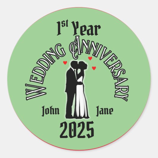 Bruiloft Jubileum bruid en bruidegom paar kussen Ronde Sticker (Voorkant)