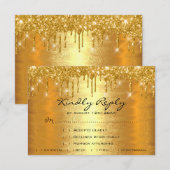 Bruiloft Jubileum Bruids Goud Glitter RSVP Kaartje (Voorkant / Achterkant)
