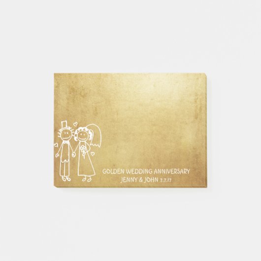 Bruiloft Jubileum dank u Grungy Gold Post-it® Notes (Voorkant)