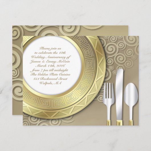 Bruiloft Jubileum Diner Formele uitnodiging (Voorkant / Achterkant)