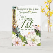 Bruiloft Jubileum Dochter Zoon Floral Bubble Kaart (Gele Bloem)