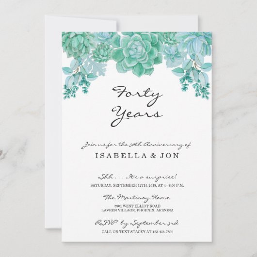 Bruiloft Jubileum Feest Uitnodiging (Voorkant)