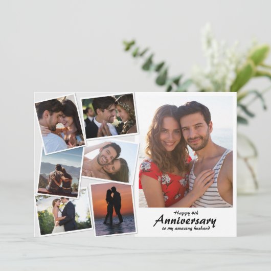 Bruiloft Jubileum Foto | Collage Kaart (Staand voorkant)