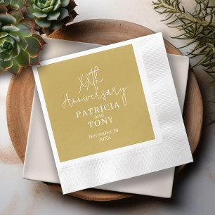 Bruiloft Jubileum gepersonaliseerd - Gold Modern Servet