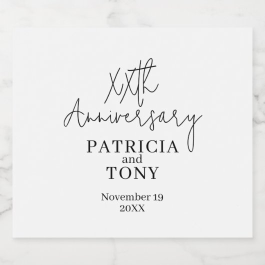 Bruiloft Jubileum gepersonaliseerde BW Modern Bier Etiket (Enkel label)