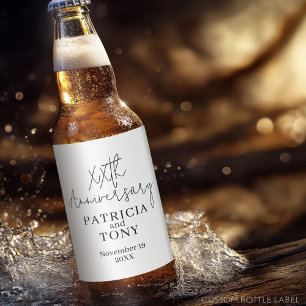 Bruiloft Jubileum gepersonaliseerde BW Modern Bier Etiket