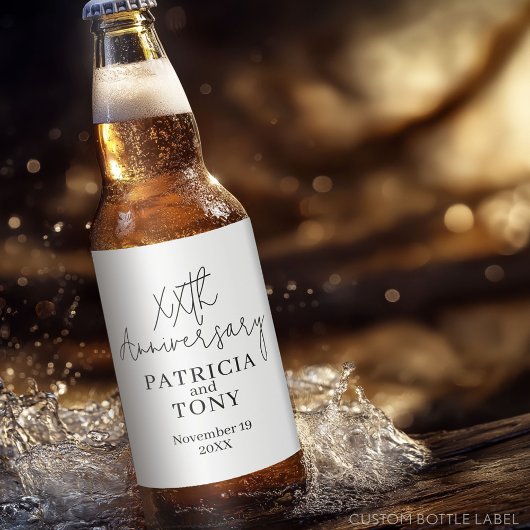 Bruiloft Jubileum gepersonaliseerde BW Modern Bier Etiket